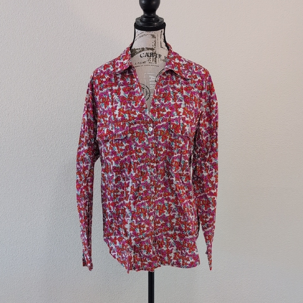 Roller Rabbit Red Floral Women's Button Down Shirt